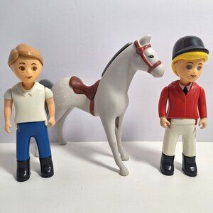 Little Tikes Horse 2 Riders Boy Figure Jockey Gray Dapple Pony Vintage Lot